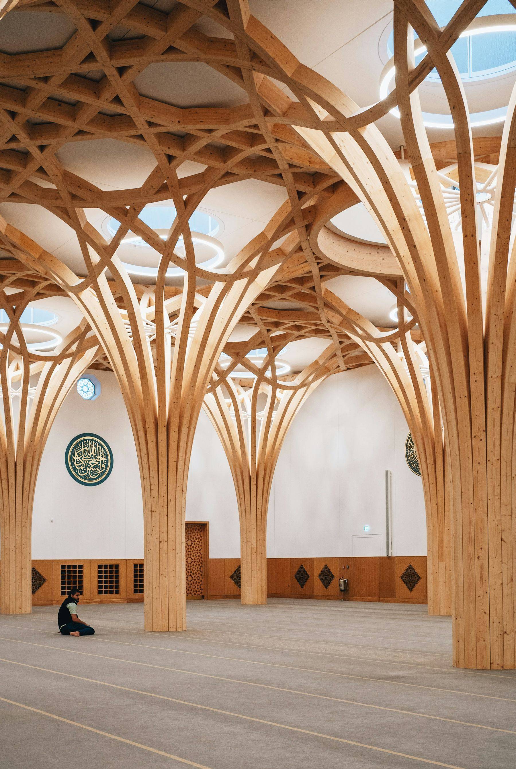 Inside the prayer hall at Masjid Al-Rawda